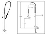 Horeca voorspoeldouche zonder tussenkraan - 117 cm hoog - T&amp;S - 1 puntsbladmontage - EU-2DP0