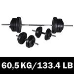 vidaXL Barbell- en dumbbellset 60,5 kg