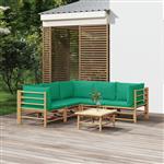 vidaXL 6-delige Loungeset met kussens bamboe groen