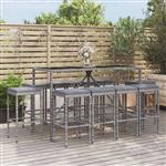 vidaXL 11-delige Tuinbarset met kussens poly rattan grijs