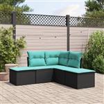 vidaXL 5-delige Loungeset met kussens poly rattan zwart