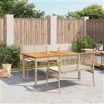 vidaXL 3-delige Tuinset met kussens poly rattan beige