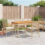 vidaXL 5-delige Tuinset met kussens poly rattan beige