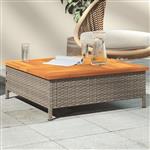 vidaXL Tuintafel 70x70x25 cm poly rattan en acaciahout grijs