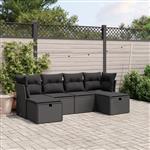 vidaXL 6-delige Loungeset met kussens poly rattan zwart