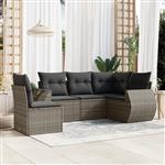 vidaXL 5-delige Loungeset met kussens poly rattan grijs