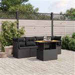 vidaXL 5-delige Loungeset met kussens poly rattan zwart