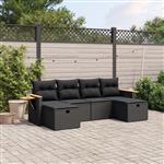 vidaXL 6-delige Loungeset met kussens poly rattan zwart