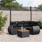 vidaXL 5-delige Loungeset met kussens poly rattan zwart