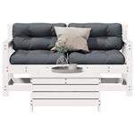 vidaXL 3-delige Loungeset met kussens massief grenenhout wit