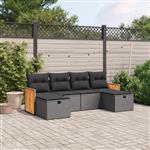 vidaXL 6-delige Loungeset met kussens poly rattan zwart