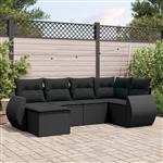 vidaXL 6-delige Loungeset met kussens poly rattan zwart