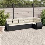 vidaXL 6-delige Loungeset met kussens poly rattan zwart