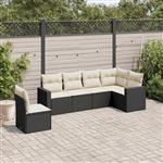 vidaXL 6-delige Loungeset met kussens poly rattan zwart