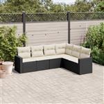 vidaXL 6-delige Loungeset met kussens poly rattan zwart