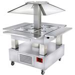 Eiland buffet - salad bar, gekoeld, 4x gn 1/1-150 (wit hout) | Diamond | CSB/4D-A1-R2