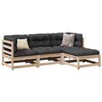 vidaXL 4-delige Loungeset met kussens massief grenenhout