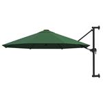 vidaXL Wandparasol met metalen paal 300 cm groen