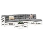 vidaXL 6-delige Loungeset massief grenenhout wit