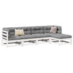 vidaXL 5-delige Loungeset massief grenenhout wit