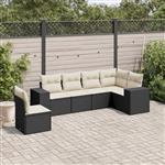 vidaXL 6-delige Loungeset met kussens poly rattan zwart