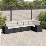 vidaXL 6-delige Loungeset met kussens poly rattan zwart