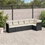 vidaXL 6-delige Loungeset met kussens poly rattan zwart