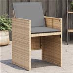 vidaXL Tuinstoelen 4 st met kussens poly rattan gemengd beige