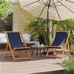 vidaXL Strandstoelen 2 st inklapbaar stof blauw