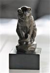 Beeld, sitting cat - 16 cm - brons marmer