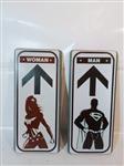 Cartello WC toilette 15x35 cm - catarifrangente - Verkeersbord - Superman/wondervrouw - metaal