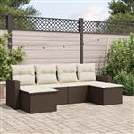 vidaXL 6-delige Loungeset met kussens poly rattan bruin