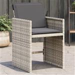 vidaXL Tuinstoelen 4 st met kussens poly rattan lichtgrijs