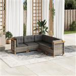 vidaXL 5-delige Loungeset met kussens poly rattan grijs