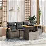 vidaXL 5-delige Loungeset met kussens poly rattan grijs