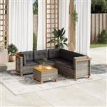 vidaXL 6-delige Loungeset met kussens poly rattan grijs