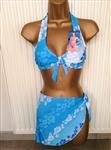 Mooie Bikini in Blauwe Tinten met Pareo