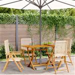 vidaXL Tuinstoelen 4 st verstelbaar poly rattan en massief hout beige