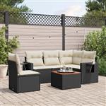 vidaXL 6-delige Loungeset met kussens poly rattan zwart