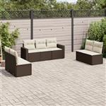 vidaXL 7-delige Loungeset met kussens poly rattan bruin