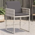 vidaXL Tuinstoelen 4 st met kussens poly rattan lichtgrijs