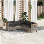 vidaXL 5-delige Loungeset met kussens poly rattan grijs