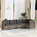 vidaXL 5-delige Loungeset met kussens poly rattan grijs