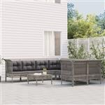 vidaXL 8-delige Loungeset met kussens poly rattan grijs