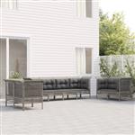 vidaXL 8-delige Loungeset met kussens poly rattan grijs