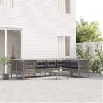 vidaXL 9-delige Loungeset met kussens poly rattan grijs