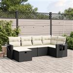 vidaXL 6-delige Loungeset met kussens poly rattan zwart