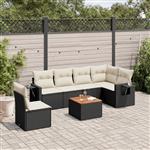 vidaXL 7-delige Loungeset met kussens poly rattan zwart