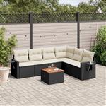 vidaXL 7-delige Loungeset met kussens poly rattan zwart