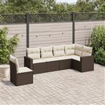 vidaXL 6-delige Loungeset met kussens poly rattan bruin